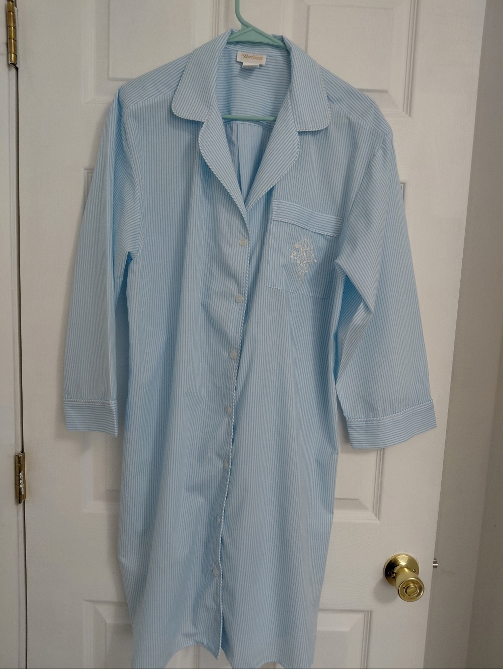 Barbizon Blue And White Stripe Night Shirt